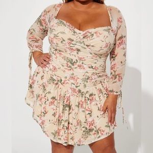 NWT! Fashion Nova Garden Dreams Ruched Mini Dress - 2X